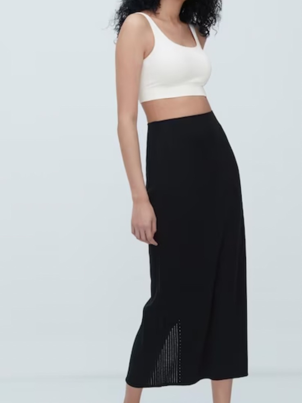 Uniqlo x Mame Kurogouchi Black Ribbed Knit Maxi Skirt 3D Knit - Picture 8 of 8